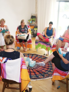 Larissa Halls Certified Meditation Teacher holding a meditation circle